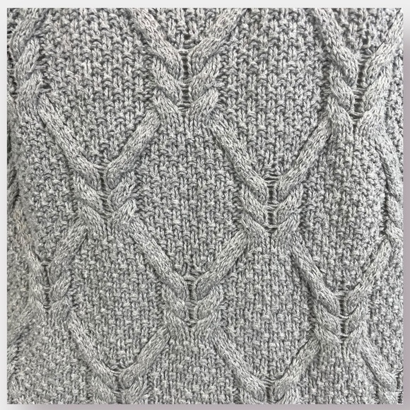 Gray Cable Knit V Neck Sweater - Picture 5 of 5